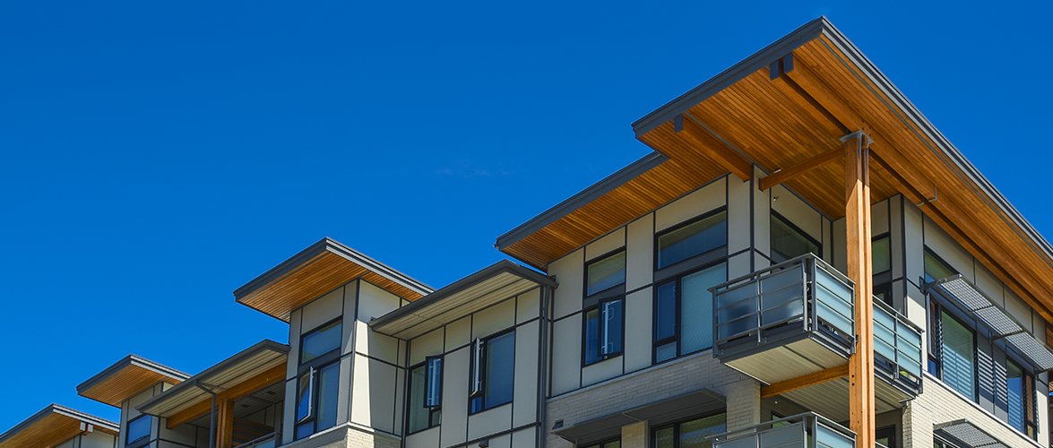 Modern designed off-white town condos.
